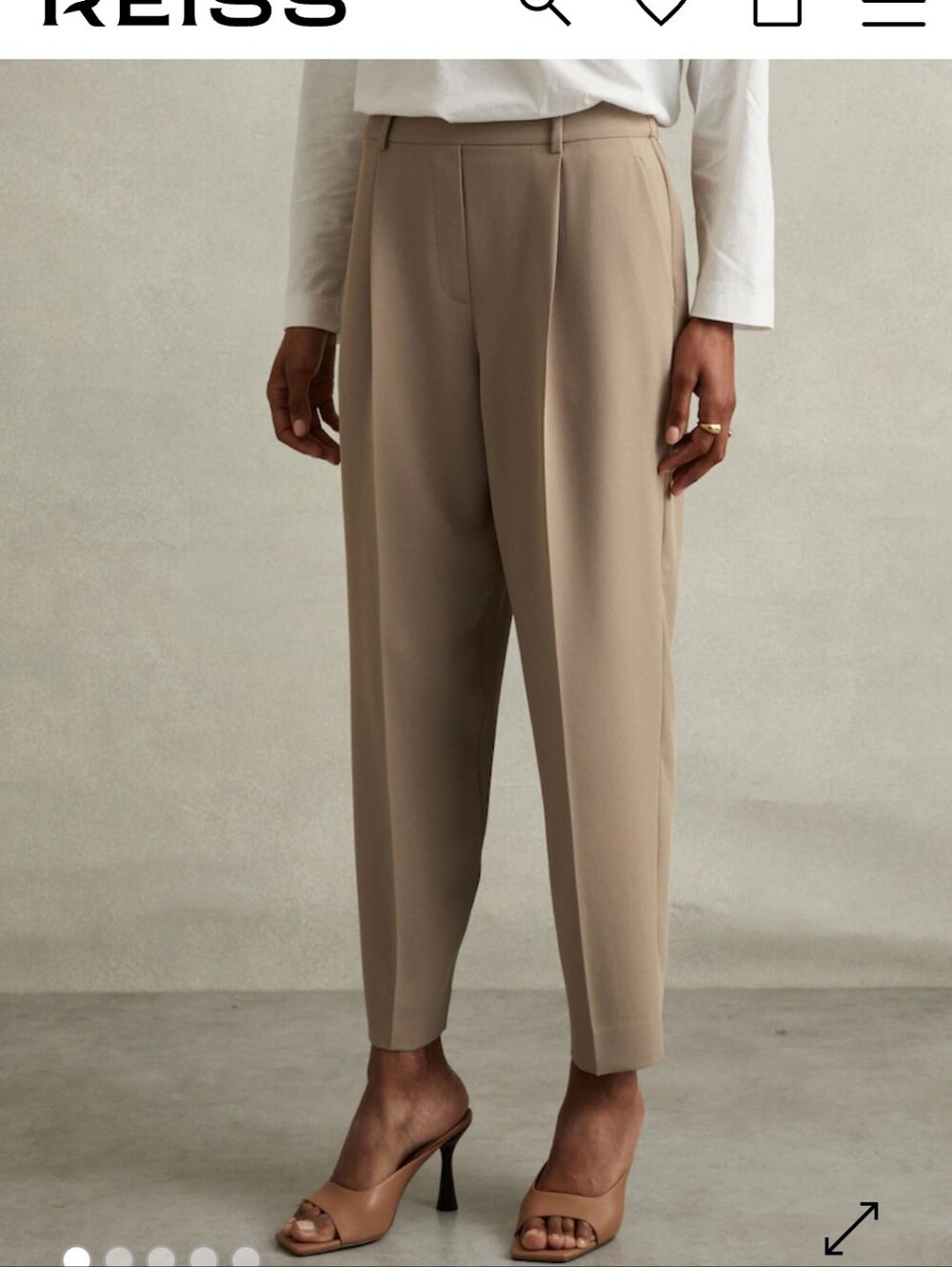 REISS Front Pleat Tapered  Trousers in Mink Neutral Size US 4 NWOT
